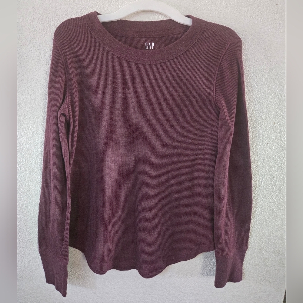 Women's Burgundy Long Sleeve Top Thermal - Picture 2 of 6